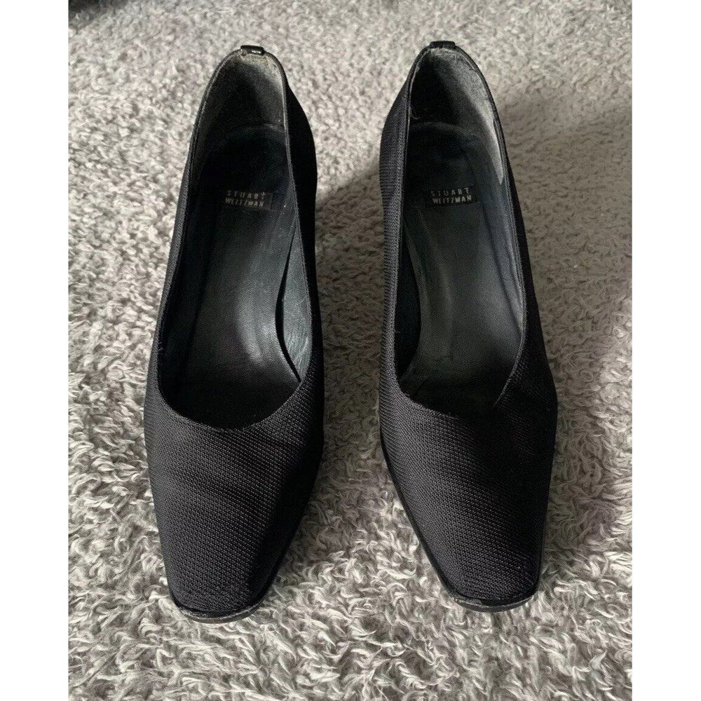 Stuart Weitzman Black Pumps Louis Spool Heel, Size 7.5 Square Toe Shoes